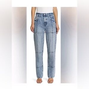 Pistola Cassie patchwork high rise straight leg medium wash jeans size 24